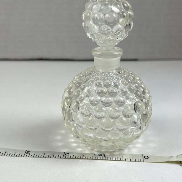 Vintage Clear Glass Hobnail Perfume Bottle with Stopper Empty 4'H X 2"W - Picture 8 of 9